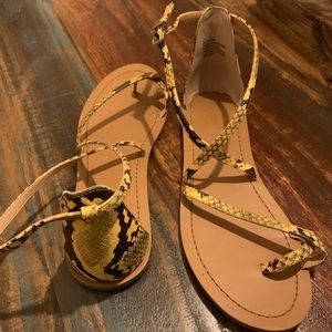 Express Strappy Snakeskin Sandals
